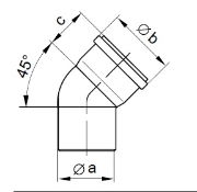 PP Flue Pipe 45 Degree Bend Diag