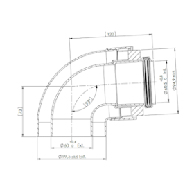 Flue 60/100mm Balanced 87° Elbow (Low Height)