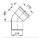 110mm Flue Pipe 45 Degree Bend Diag