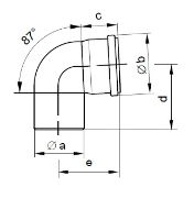 PP Flue Pipe 87 Degree Bend Diag